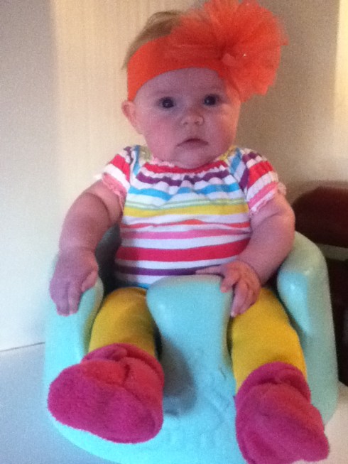 ...and from the exersaucer to the Bumbo!